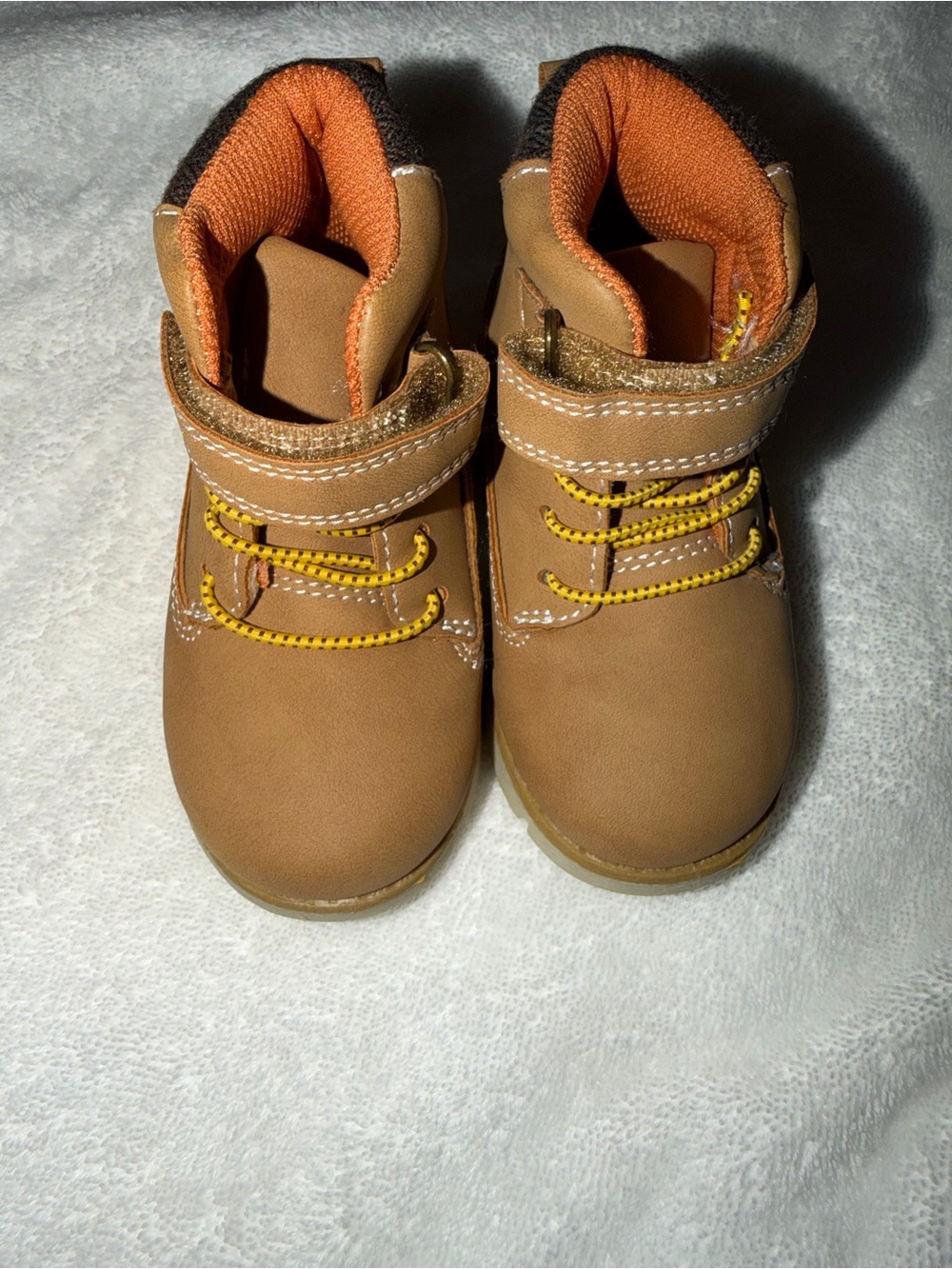 Kids Brown Ankle Boots with Orange Lining